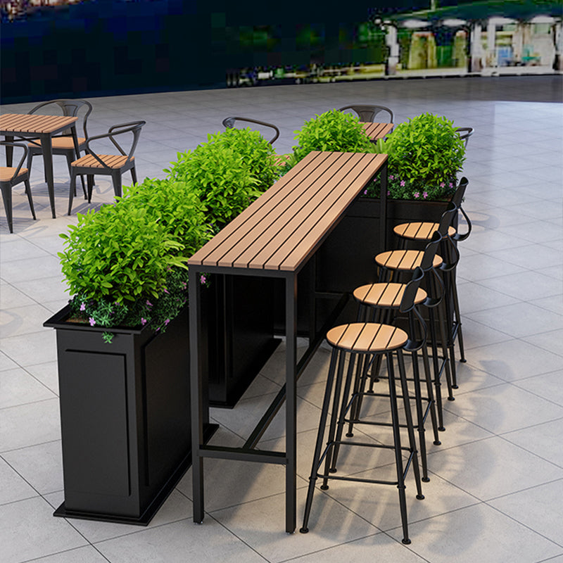 Wood Bar Dining Table Industrial Rectangle Bar Table with Trestle for Milk Tea Shop Clearhalo 'Bar Furniture' 'Bar Tables' 'bar_tables' 'furn' 'furn_bar_tables' 'Furniture' 'furniture_bar_tables' 'Kitchen & Dining Furniture' 5051931