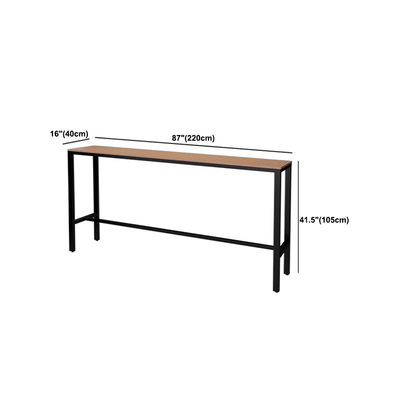 Wood Bar Dining Table Industrial Rectangle Bar Table with Trestle for Milk Tea Shop Clearhalo 'Bar Furniture' 'Bar Tables' 'bar_tables' 'furn' 'furn_bar_tables' 'Furniture' 'furniture_bar_tables' 'Kitchen & Dining Furniture' 5051937