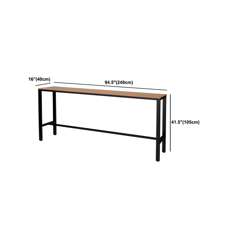Wood Bar Dining Table Industrial Rectangle Bar Table with Trestle for Milk Tea Shop Clearhalo 'Bar Furniture' 'Bar Tables' 'bar_tables' 'furn' 'furn_bar_tables' 'Furniture' 'furniture_bar_tables' 'Kitchen & Dining Furniture' 5051938