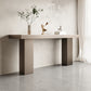 Stone Bar Dining Table Modern Rectangle Bar Table with Double Pedestal for Porch 78.7"L x 23.6"W x 41.3"H Without Chairs Clearhalo 'Bar Furniture' 'Bar Tables' 'bar_tables' 'furn' 'furn_bar_tables' 'Furniture' 'furniture_bar_tables' 'Kitchen & Dining Furniture' 5051941