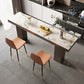 Stone Bar Dining Table Modern Rectangle Bar Table with Double Pedestal for Porch 86.6"L x 23.6"W x 41.3"H Without Chairs Clearhalo 'Bar Furniture' 'Bar Tables' 'bar_tables' 'furn' 'furn_bar_tables' 'Furniture' 'furniture_bar_tables' 'Kitchen & Dining Furniture' 5051942