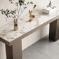 Stone Bar Dining Table Modern Rectangle Bar Table with Double Pedestal for Porch Clearhalo 'Bar Furniture' 'Bar Tables' 'bar_tables' 'furn' 'furn_bar_tables' 'Furniture' 'furniture_bar_tables' 'Kitchen & Dining Furniture' 5051945