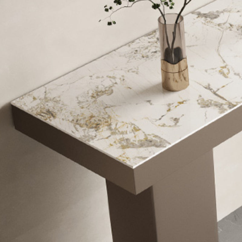 Stone Bar Dining Table Modern Rectangle Bar Table with Double Pedestal for Porch Clearhalo 'Bar Furniture' 'Bar Tables' 'bar_tables' 'furn' 'furn_bar_tables' 'Furniture' 'furniture_bar_tables' 'Kitchen & Dining Furniture' 5051946