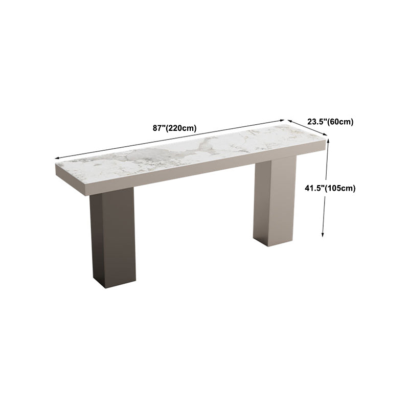 Stone Bar Dining Table Modern Rectangle Bar Table with Double Pedestal for Porch Clearhalo 'Bar Furniture' 'Bar Tables' 'bar_tables' 'furn' 'furn_bar_tables' 'Furniture' 'furniture_bar_tables' 'Kitchen & Dining Furniture' 5051951
