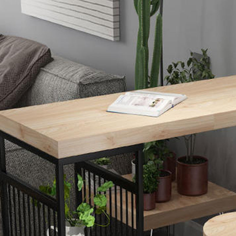 Pine Wood Bar Dining Table Modern Rectangle Bar Table with Double Pedestal for Cafe Clearhalo 'Bar Furniture' 'Bar Tables' 'bar_tables' 'furn' 'furn_bar_tables' 'Furniture' 'furniture_bar_tables' 'Kitchen & Dining Furniture' 5051960