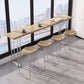 Pine Wood Bar Dining Table Modern Rectangle Bar Table with Double Pedestal for Balcony 63"L x 17.7"W x 41.3"H Without Chairs Clearhalo 'Bar Furniture' 'Bar Tables' 'bar_tables' 'furn' 'furn_bar_tables' 'Furniture' 'furniture_bar_tables' 'Kitchen & Dining Furniture' 5051968