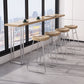 Pine Wood Bar Dining Table Modern Rectangle Bar Table with Double Pedestal for Balcony 55.1"L x 17.7"W x 41.3"H Without Chairs Clearhalo 'Bar Furniture' 'Bar Tables' 'bar_tables' 'furn' 'furn_bar_tables' 'Furniture' 'furniture_bar_tables' 'Kitchen & Dining Furniture' 5051969