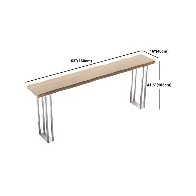 Pine Wood Bar Dining Table Modern Rectangle Bar Table with Double Pedestal for Balcony Clearhalo 'Bar Furniture' 'Bar Tables' 'bar_tables' 'furn' 'furn_bar_tables' 'Furniture' 'furniture_bar_tables' 'Kitchen & Dining Furniture' 5051977