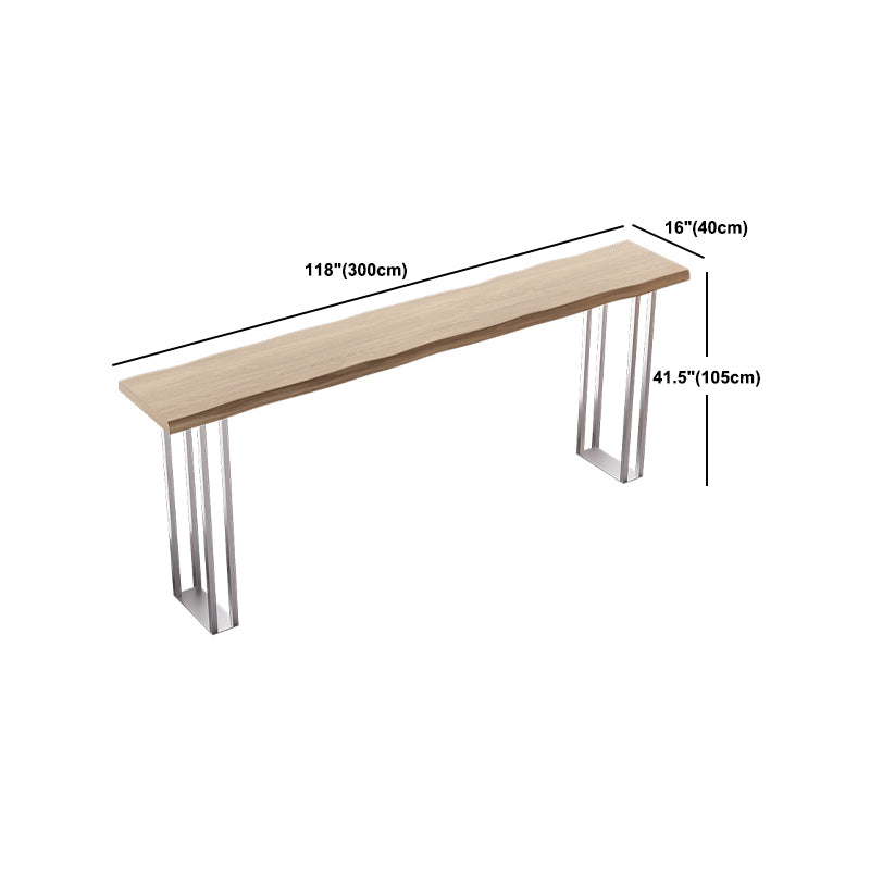 Pine Wood Bar Dining Table Modern Rectangle Bar Table with Double Pedestal for Balcony Clearhalo 'Bar Furniture' 'Bar Tables' 'bar_tables' 'furn' 'furn_bar_tables' 'Furniture' 'furniture_bar_tables' 'Kitchen & Dining Furniture' 5051983