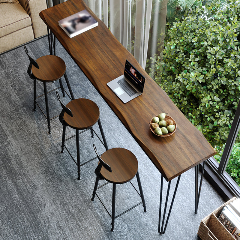 Pine Wood Bar Dining Table Industrial Rectangle Bar Table with 4 Legs Pedestal for Balcony 70.9"L x 15.7"W x 41.3"H Without Chairs Clearhalo 'Bar Furniture' 'Bar Tables' 'bar_tables' 'furn' 'furn_bar_tables' 'Furniture' 'furniture_bar_tables' 'Kitchen & Dining Furniture' 5051985