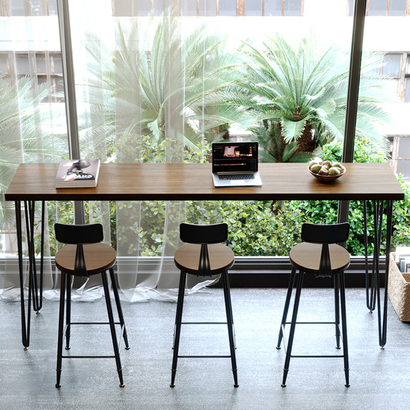 Pine Wood Bar Dining Table Industrial Rectangle Bar Table with 4 Legs Pedestal for Balcony 63"L x 15.7"W x 41.3"H Without Chairs Clearhalo 'Bar Furniture' 'Bar Tables' 'bar_tables' 'furn' 'furn_bar_tables' 'Furniture' 'furniture_bar_tables' 'Kitchen & Dining Furniture' 5051986