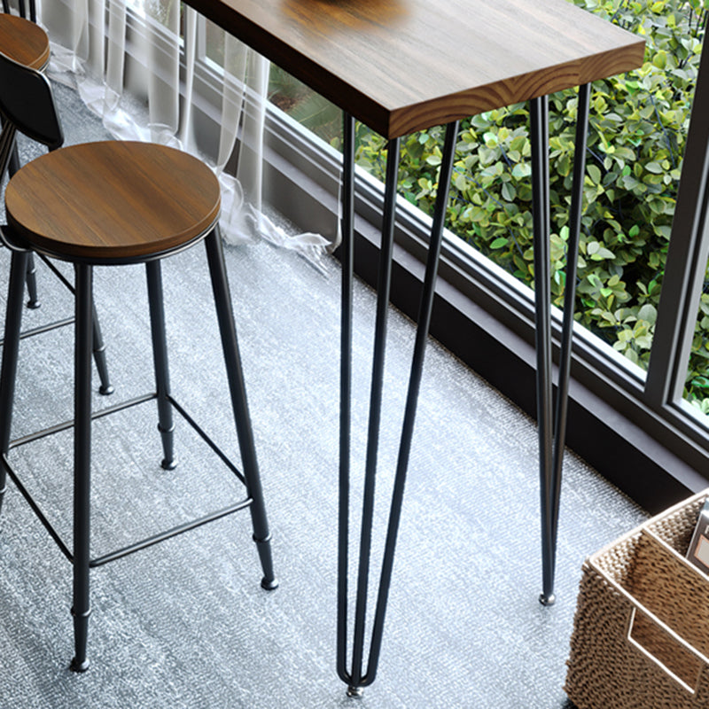 Pine Wood Bar Dining Table Industrial Rectangle Bar Table with 4 Legs Pedestal for Balcony Clearhalo 'Bar Furniture' 'Bar Tables' 'bar_tables' 'furn' 'furn_bar_tables' 'Furniture' 'furniture_bar_tables' 'Kitchen & Dining Furniture' 5051990