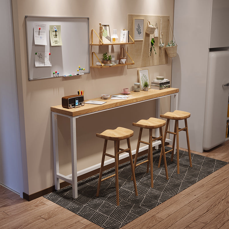 Pine Wood Bar Dining Table Modern Rectangle Bar Table with Trestle for Dining Room 47.2"L x 15.7"W x 41.3"H Without Chairs Clearhalo 'Bar Furniture' 'Bar Tables' 'bar_tables' 'furn' 'furn_bar_tables' 'Furniture' 'furniture_bar_tables' 'Kitchen & Dining Furniture' 5052004