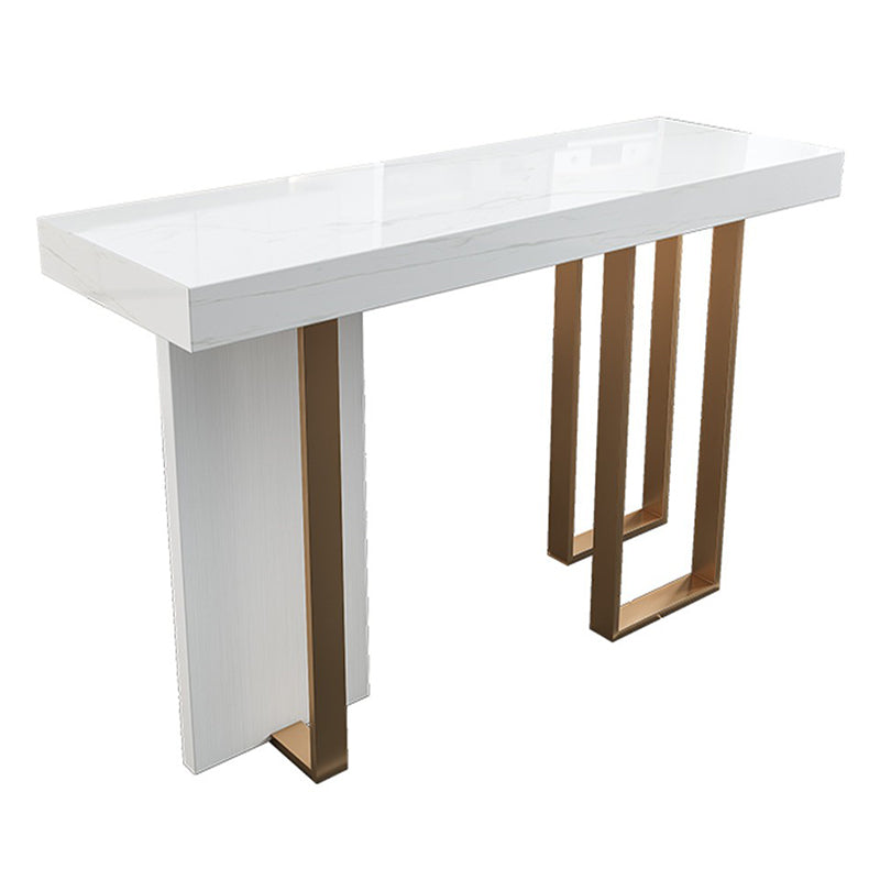 Stone Bar Dining Table Glam Rectangle Bar Table with 3 Legs Pedestal for Dining Room Without Chairs Clearhalo 'Bar Furniture' 'Bar Tables' 'bar_tables' 'furn' 'furn_bar_tables' 'Furniture' 'furniture_bar_tables' 'Kitchen & Dining Furniture' 5052025