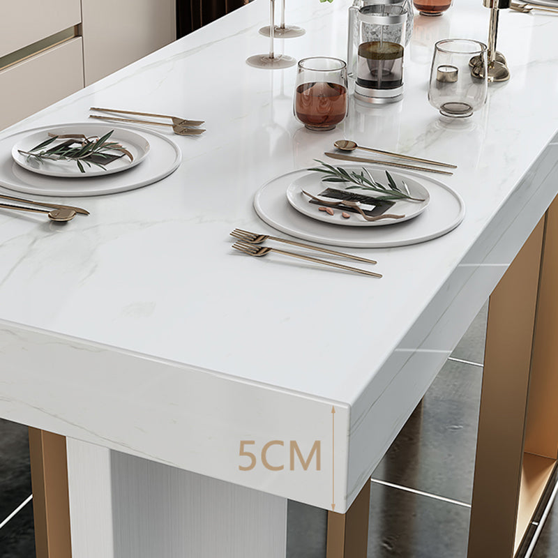 Stone Bar Dining Table Glam Rectangle Bar Table with 3 Legs Pedestal for Dining Room Clearhalo 'Bar Furniture' 'Bar Tables' 'bar_tables' 'furn' 'furn_bar_tables' 'Furniture' 'furniture_bar_tables' 'Kitchen & Dining Furniture' 5052026