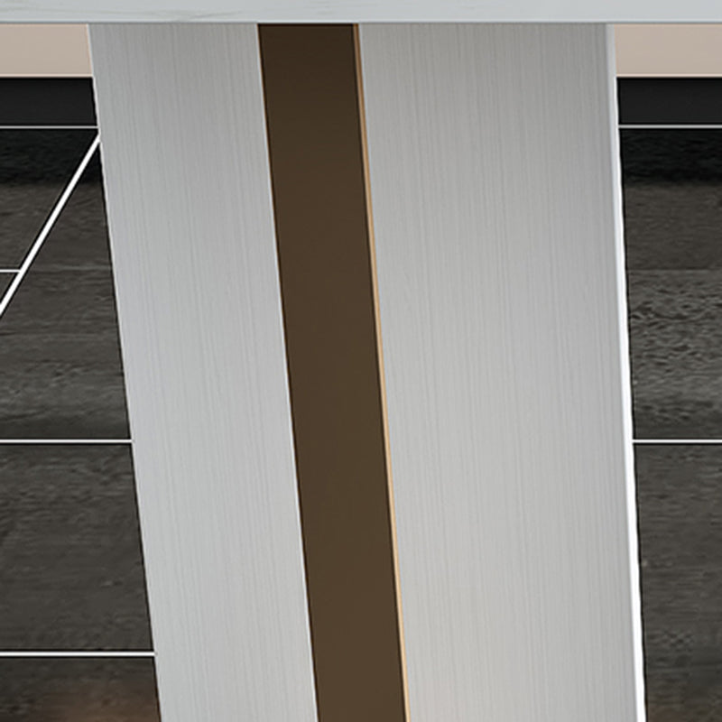 Stone Bar Dining Table Glam Rectangle Bar Table with 3 Legs Pedestal for Dining Room Clearhalo 'Bar Furniture' 'Bar Tables' 'bar_tables' 'furn' 'furn_bar_tables' 'Furniture' 'furniture_bar_tables' 'Kitchen & Dining Furniture' 5052027