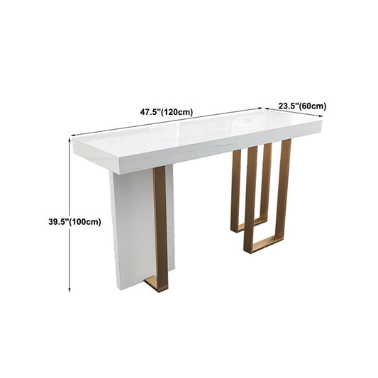 Stone Bar Dining Table Glam Rectangle Bar Table with 3 Legs Pedestal for Dining Room Clearhalo 'Bar Furniture' 'Bar Tables' 'bar_tables' 'furn' 'furn_bar_tables' 'Furniture' 'furniture_bar_tables' 'Kitchen & Dining Furniture' 5052037