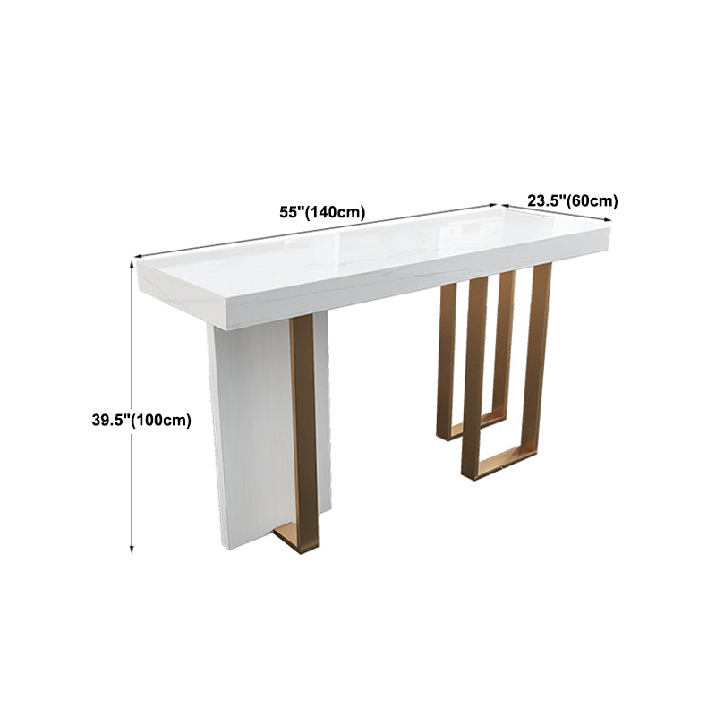 Stone Bar Dining Table Glam Rectangle Bar Table with 3 Legs Pedestal for Dining Room Clearhalo 'Bar Furniture' 'Bar Tables' 'bar_tables' 'furn' 'furn_bar_tables' 'Furniture' 'furniture_bar_tables' 'Kitchen & Dining Furniture' 5052039