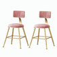 Nordic Style Backrest Counter Stool Iron Cafe Bar Stool with Velvet Cushion and Pedal Pink 2 Piece Set Short Stool(18"H) Clearhalo 'Bar Furniture' 'Bar Stools' 'bar_stools' 'furn' 'furn_bar_stools' 'Furniture' 'furniture_bar_stools' 'Kitchen & Dining Furniture' 5052043
