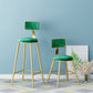 Nordic Style Backrest Counter Stool Iron Cafe Bar Stool with Velvet Cushion and Pedal Clearhalo 'Bar Furniture' 'Bar Stools' 'bar_stools' 'furn' 'furn_bar_stools' 'Furniture' 'furniture_bar_stools' 'Kitchen & Dining Furniture' 5052045