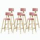 Nordic Style Backrest Counter Stool Iron Cafe Bar Stool with Velvet Cushion and Pedal Pink 6 Piece Set Counter Stool(26"H) Clearhalo 'Bar Furniture' 'Bar Stools' 'bar_stools' 'furn' 'furn_bar_stools' 'Furniture' 'furniture_bar_stools' 'Kitchen & Dining Furniture' 5052055