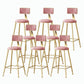 Nordic Style Backrest Counter Stool Iron Cafe Bar Stool with Velvet Cushion and Pedal Pink 8 Piece Set Counter Stool(26"H) Clearhalo 'Bar Furniture' 'Bar Stools' 'bar_stools' 'furn' 'furn_bar_stools' 'Furniture' 'furniture_bar_stools' 'Kitchen & Dining Furniture' 5052057