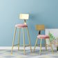 Nordic Style Backrest Counter Stool Iron Cafe Bar Stool with Velvet Cushion and Pedal Clearhalo 'Bar Furniture' 'Bar Stools' 'bar_stools' 'furn' 'furn_bar_stools' 'Furniture' 'furniture_bar_stools' 'Kitchen & Dining Furniture' 5052059