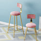 Nordic Style Backrest Counter Stool Iron Cafe Bar Stool with Velvet Cushion and Pedal Clearhalo 'Bar Furniture' 'Bar Stools' 'bar_stools' 'furn' 'furn_bar_stools' 'Furniture' 'furniture_bar_stools' 'Kitchen & Dining Furniture' 5052061