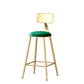 Nordic Style Backrest Counter Stool Iron Cafe Bar Stool with Velvet Cushion and Pedal Clearhalo 'Bar Furniture' 'Bar Stools' 'bar_stools' 'furn' 'furn_bar_stools' 'Furniture' 'furniture_bar_stools' 'Kitchen & Dining Furniture' 5052066