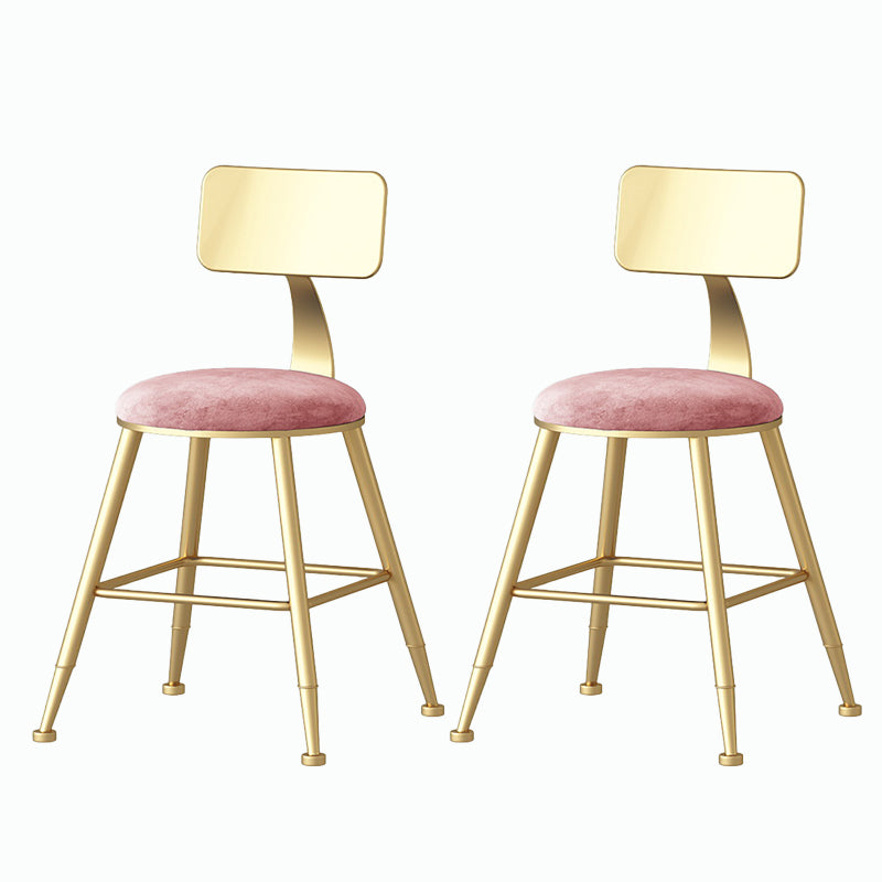 Nordic Style Backrest Counter Stool Iron Cafe Bar Stool with Velvet Cushion and Pedal Light Pink 2 Piece Set Short Stool(18"H) Clearhalo 'Bar Furniture' 'Bar Stools' 'bar_stools' 'furn' 'furn_bar_stools' 'Furniture' 'furniture_bar_stools' 'Kitchen & Dining Furniture' 5052067