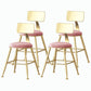 Nordic Style Backrest Counter Stool Iron Cafe Bar Stool with Velvet Cushion and Pedal Light Pink 4 Piece Set Short Stool(18"H) Clearhalo 'Bar Furniture' 'Bar Stools' 'bar_stools' 'furn' 'furn_bar_stools' 'Furniture' 'furniture_bar_stools' 'Kitchen & Dining Furniture' 5052069