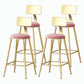 Nordic Style Backrest Counter Stool Iron Cafe Bar Stool with Velvet Cushion and Pedal Light Pink 4 Piece Set Counter Stool(26"H) Clearhalo 'Bar Furniture' 'Bar Stools' 'bar_stools' 'furn' 'furn_bar_stools' 'Furniture' 'furniture_bar_stools' 'Kitchen & Dining Furniture' 5052074