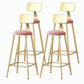 Nordic Style Backrest Counter Stool Iron Cafe Bar Stool with Velvet Cushion and Pedal Light Pink 4 Piece Set Bar Stool(30"H) Clearhalo 'Bar Furniture' 'Bar Stools' 'bar_stools' 'furn' 'furn_bar_stools' 'Furniture' 'furniture_bar_stools' 'Kitchen & Dining Furniture' 5052078