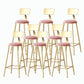 Nordic Style Backrest Counter Stool Iron Cafe Bar Stool with Velvet Cushion and Pedal Light Pink 8 Piece Set Bar Stool(30"H) Clearhalo 'Bar Furniture' 'Bar Stools' 'bar_stools' 'furn' 'furn_bar_stools' 'Furniture' 'furniture_bar_stools' 'Kitchen & Dining Furniture' 5052080