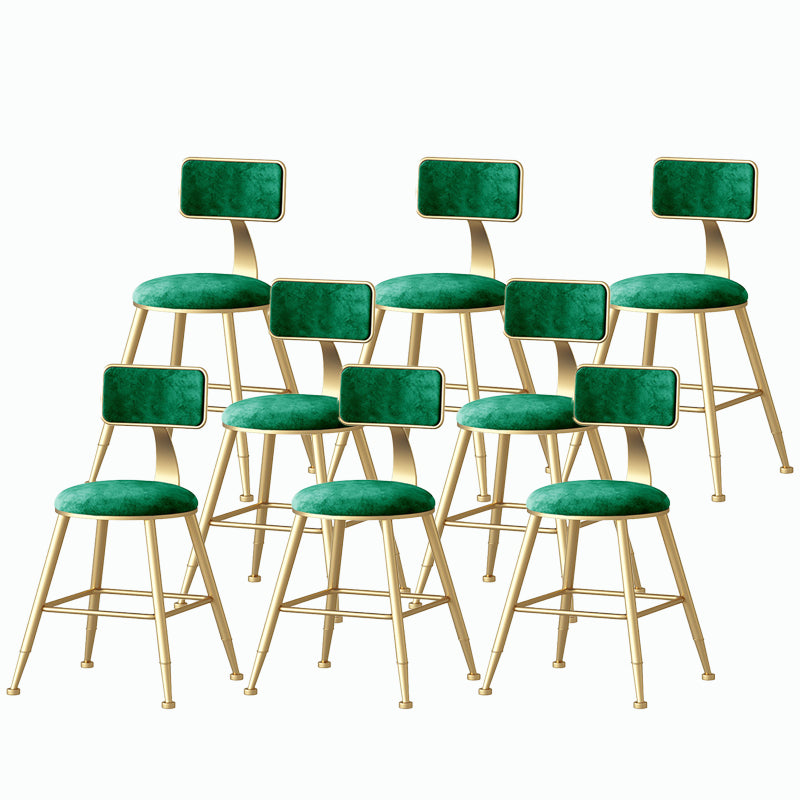 Nordic Style Backrest Counter Stool Iron Cafe Bar Stool with Velvet Cushion and Pedal Blackish Green 8 Piece Set Short Stool(18"H) Clearhalo 'Bar Furniture' 'Bar Stools' 'bar_stools' 'furn' 'furn_bar_stools' 'Furniture' 'furniture_bar_stools' 'Kitchen & Dining Furniture' 5052084