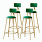 Nordic Style Backrest Counter Stool Iron Cafe Bar Stool with Velvet Cushion and Pedal Blackish Green 4 Piece Set Bar Stool(30"H) Clearhalo 'Bar Furniture' 'Bar Stools' 'bar_stools' 'furn' 'furn_bar_stools' 'Furniture' 'furniture_bar_stools' 'Kitchen & Dining Furniture' 5052090