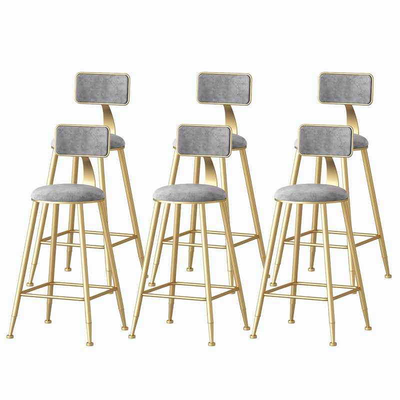 Nordic Style Backrest Counter Stool Iron Cafe Bar Stool with Velvet Cushion and Pedal Grey 6 Piece Set Counter Stool(26"H) Clearhalo 'Bar Furniture' 'Bar Stools' 'bar_stools' 'furn' 'furn_bar_stools' 'Furniture' 'furniture_bar_stools' 'Kitchen & Dining Furniture' 5052099