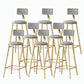 Nordic Style Backrest Counter Stool Iron Cafe Bar Stool with Velvet Cushion and Pedal Grey 8 Piece Set Bar Stool(30"H) Clearhalo 'Bar Furniture' 'Bar Stools' 'bar_stools' 'furn' 'furn_bar_stools' 'Furniture' 'furniture_bar_stools' 'Kitchen & Dining Furniture' 5052104