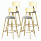 Nordic Style Backrest Counter Stool Iron Cafe Bar Stool with Velvet Cushion and Pedal Light Gray 4 Piece Set Counter Stool(26"H) Clearhalo 'Bar Furniture' 'Bar Stools' 'bar_stools' 'furn' 'furn_bar_stools' 'Furniture' 'furniture_bar_stools' 'Kitchen & Dining Furniture' 5052110
