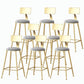 Nordic Style Backrest Counter Stool Iron Cafe Bar Stool with Velvet Cushion and Pedal Light Gray 8 Piece Set Counter Stool(26"H) Clearhalo 'Bar Furniture' 'Bar Stools' 'bar_stools' 'furn' 'furn_bar_stools' 'Furniture' 'furniture_bar_stools' 'Kitchen & Dining Furniture' 5052111