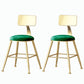 Nordic Style Backrest Counter Stool Iron Cafe Bar Stool with Velvet Cushion and Pedal Green 2 Piece Set Short Stool(18"H) Clearhalo 'Bar Furniture' 'Bar Stools' 'bar_stools' 'furn' 'furn_bar_stools' 'Furniture' 'furniture_bar_stools' 'Kitchen & Dining Furniture' 5052116
