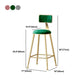 Nordic Style Backrest Counter Stool Iron Cafe Bar Stool with Velvet Cushion and Pedal Clearhalo 'Bar Furniture' 'Bar Stools' 'bar_stools' 'furn' 'furn_bar_stools' 'Furniture' 'furniture_bar_stools' 'Kitchen & Dining Furniture' 5052131
