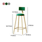 Nordic Style Backrest Counter Stool Iron Cafe Bar Stool with Velvet Cushion and Pedal Clearhalo 'Bar Furniture' 'Bar Stools' 'bar_stools' 'furn' 'furn_bar_stools' 'Furniture' 'furniture_bar_stools' 'Kitchen & Dining Furniture' 5052133