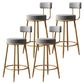 Glam Armless Backrest Counter Stool Iron Dessert Shop Bar Stool with Velvet Cushion Gray 4 Piece Set Clearhalo 'Bar Furniture' 'Bar Stools' 'bar_stools' 'furn' 'furn_bar_stools' 'Furniture' 'furniture_bar_stools' 'Kitchen & Dining Furniture' 5052138