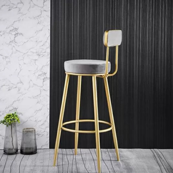 Glam Armless Backrest Counter Stool Iron Dessert Shop Bar Stool with Velvet Cushion Clearhalo 'Bar Furniture' 'Bar Stools' 'bar_stools' 'furn' 'furn_bar_stools' 'Furniture' 'furniture_bar_stools' 'Kitchen & Dining Furniture' 5052140