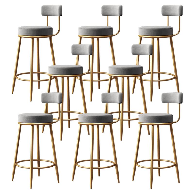 Glam Armless Backrest Counter Stool Iron Dessert Shop Bar Stool with Velvet Cushion Gray 8 Piece Set Clearhalo 'Bar Furniture' 'Bar Stools' 'bar_stools' 'furn' 'furn_bar_stools' 'Furniture' 'furniture_bar_stools' 'Kitchen & Dining Furniture' 5052142