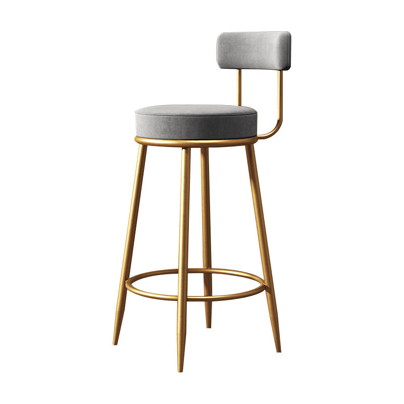 Glam Armless Backrest Counter Stool Iron Dessert Shop Bar Stool with Velvet Cushion Clearhalo 'Bar Furniture' 'Bar Stools' 'bar_stools' 'furn' 'furn_bar_stools' 'Furniture' 'furniture_bar_stools' 'Kitchen & Dining Furniture' 5052143