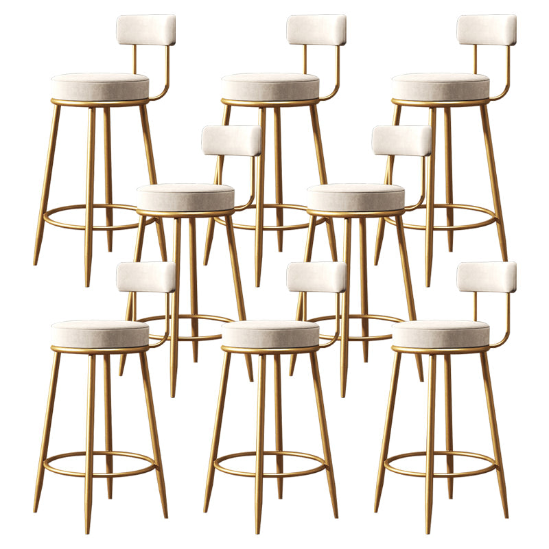 Glam Armless Backrest Counter Stool Iron Dessert Shop Bar Stool with Velvet Cushion White 8 Piece Set Clearhalo 'Bar Furniture' 'Bar Stools' 'bar_stools' 'furn' 'furn_bar_stools' 'Furniture' 'furniture_bar_stools' 'Kitchen & Dining Furniture' 5052147