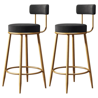 Glam Armless Backrest Counter Stool Iron Dessert Shop Bar Stool with Velvet Cushion Black 2 Piece Set Clearhalo 'Bar Furniture' 'Bar Stools' 'bar_stools' 'furn' 'furn_bar_stools' 'Furniture' 'furniture_bar_stools' 'Kitchen & Dining Furniture' 5052148