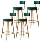 Glam Armless Backrest Counter Stool Iron Dessert Shop Bar Stool with Velvet Cushion Green 4 Piece Set Clearhalo 'Bar Furniture' 'Bar Stools' 'bar_stools' 'furn' 'furn_bar_stools' 'Furniture' 'furniture_bar_stools' 'Kitchen & Dining Furniture' 5052157